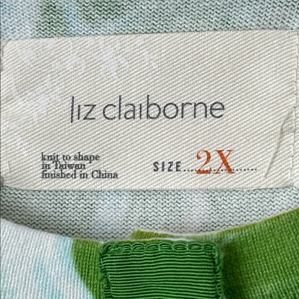 Liz Claiborne Green and Blue Knit Top Cardigan Sweater  2x - Picture 2 of 9
